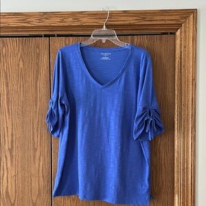 Talbots Blue Ruched Long Sleeve Tee